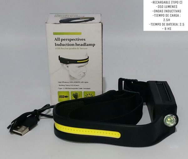 LINTERNA VINCHA RECARGABLE USB