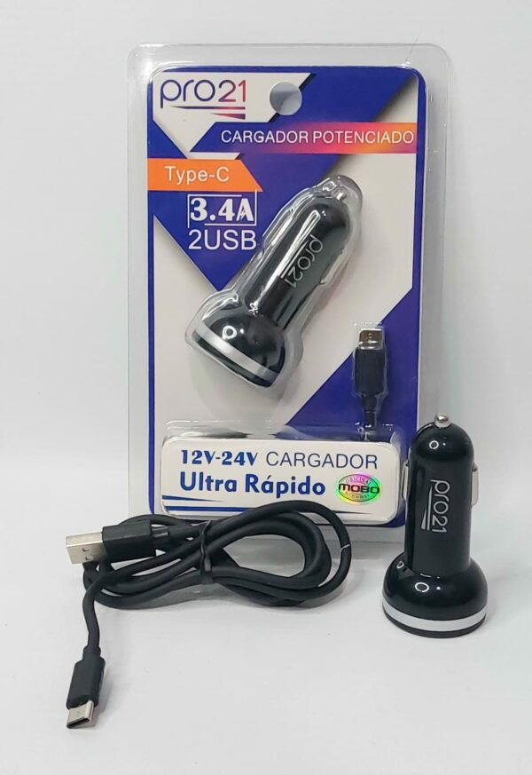 CARGADOR RAPIDO AUTO PRO21 Type-C