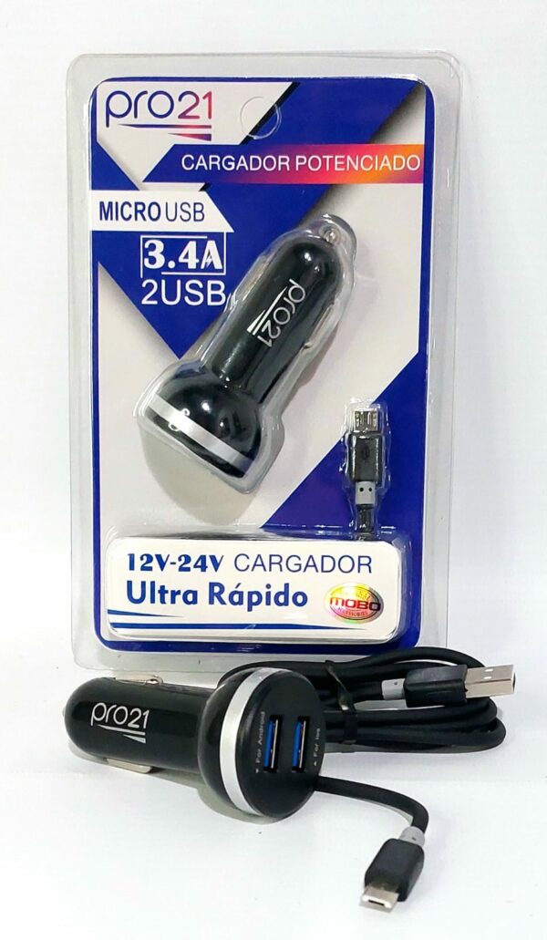 CARGADOR RAPIDO AUTO PRO21 MICRO USB