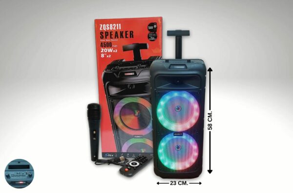 PARLANTE 8" X 2 CON LUCES-C/REMOTO Y CARRITO